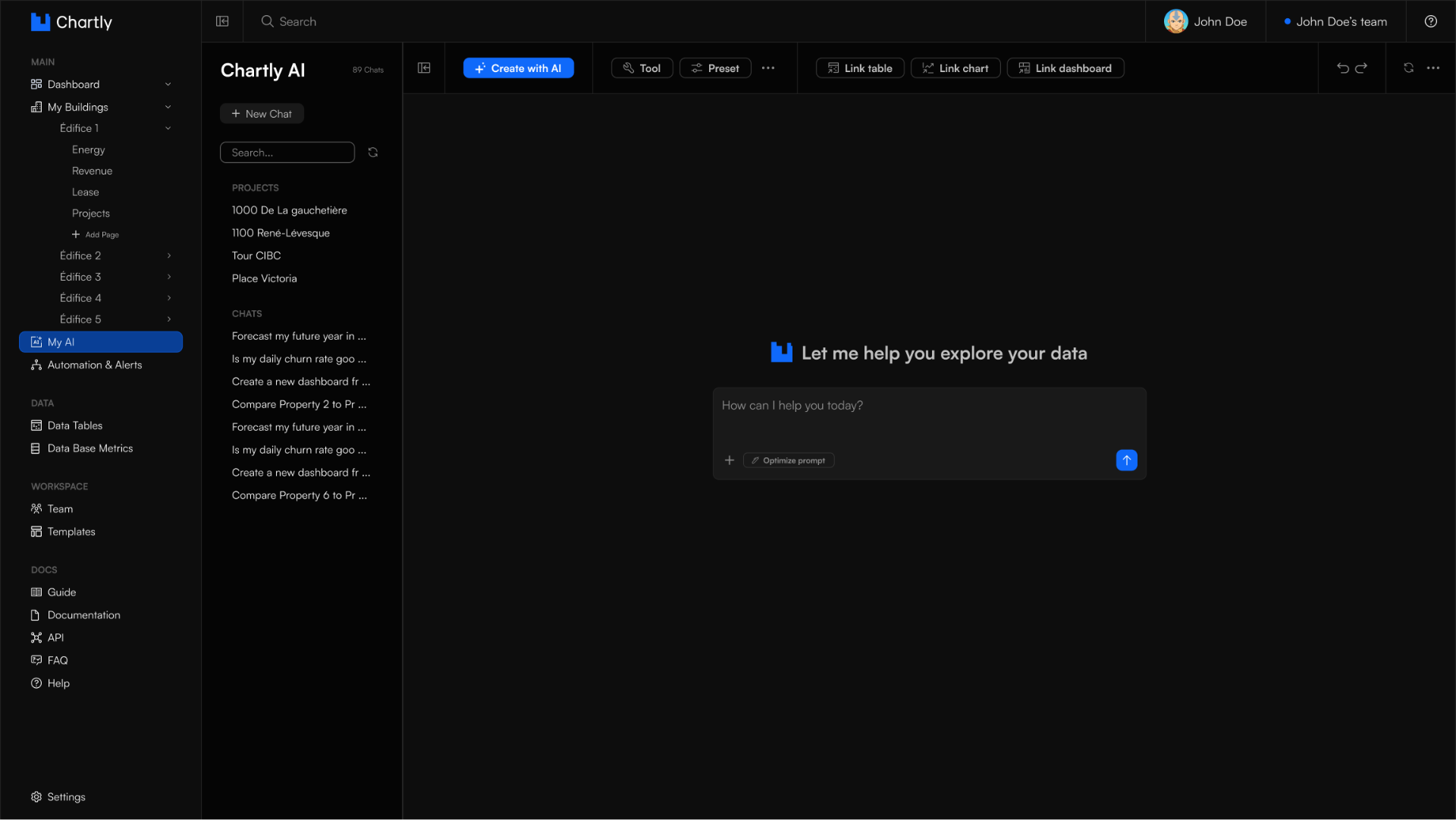 AI chat interface analyzing real estate portfolio data