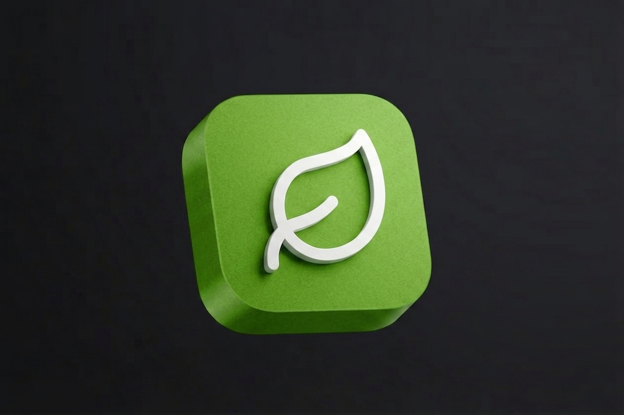Green leaf icon symbolizing sustainable energy efficiency